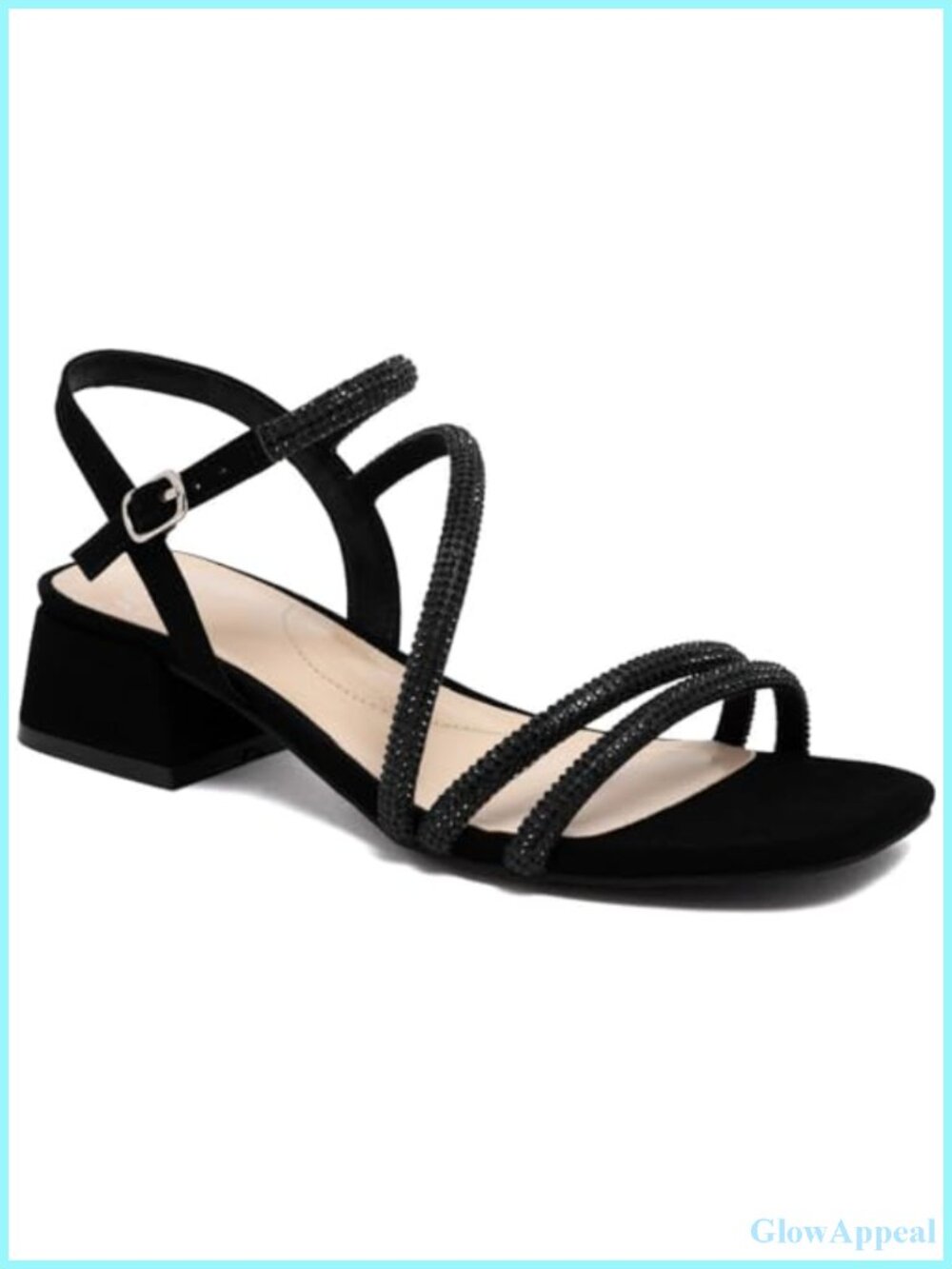 Faux Leather Strappy Dress Sandals Low Block Heel Square Toe Buckle Ankle Strap